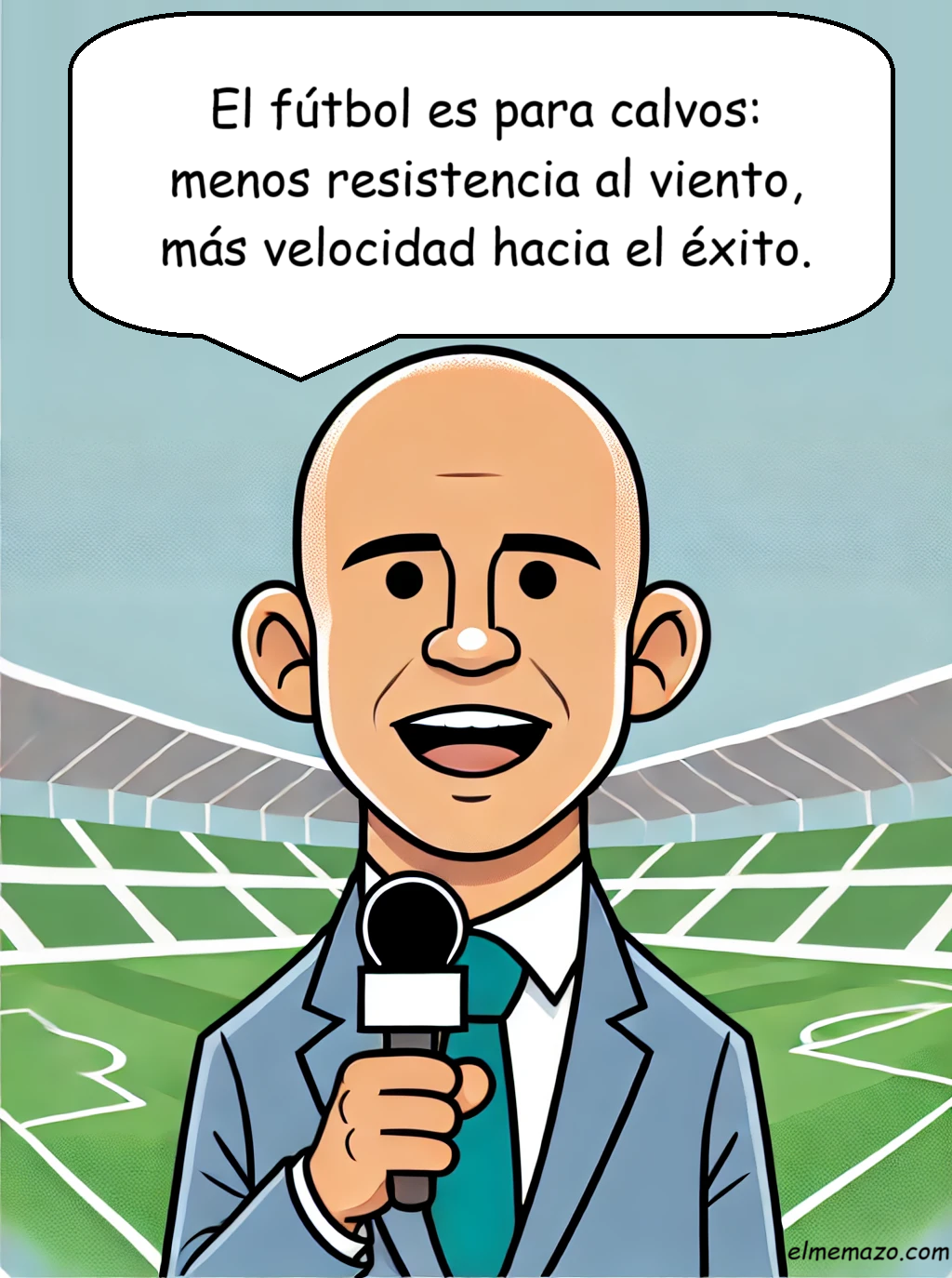 Periodista de fútbol Maltrini hablando de la superioridad de los calvos para jugar al fútbol.